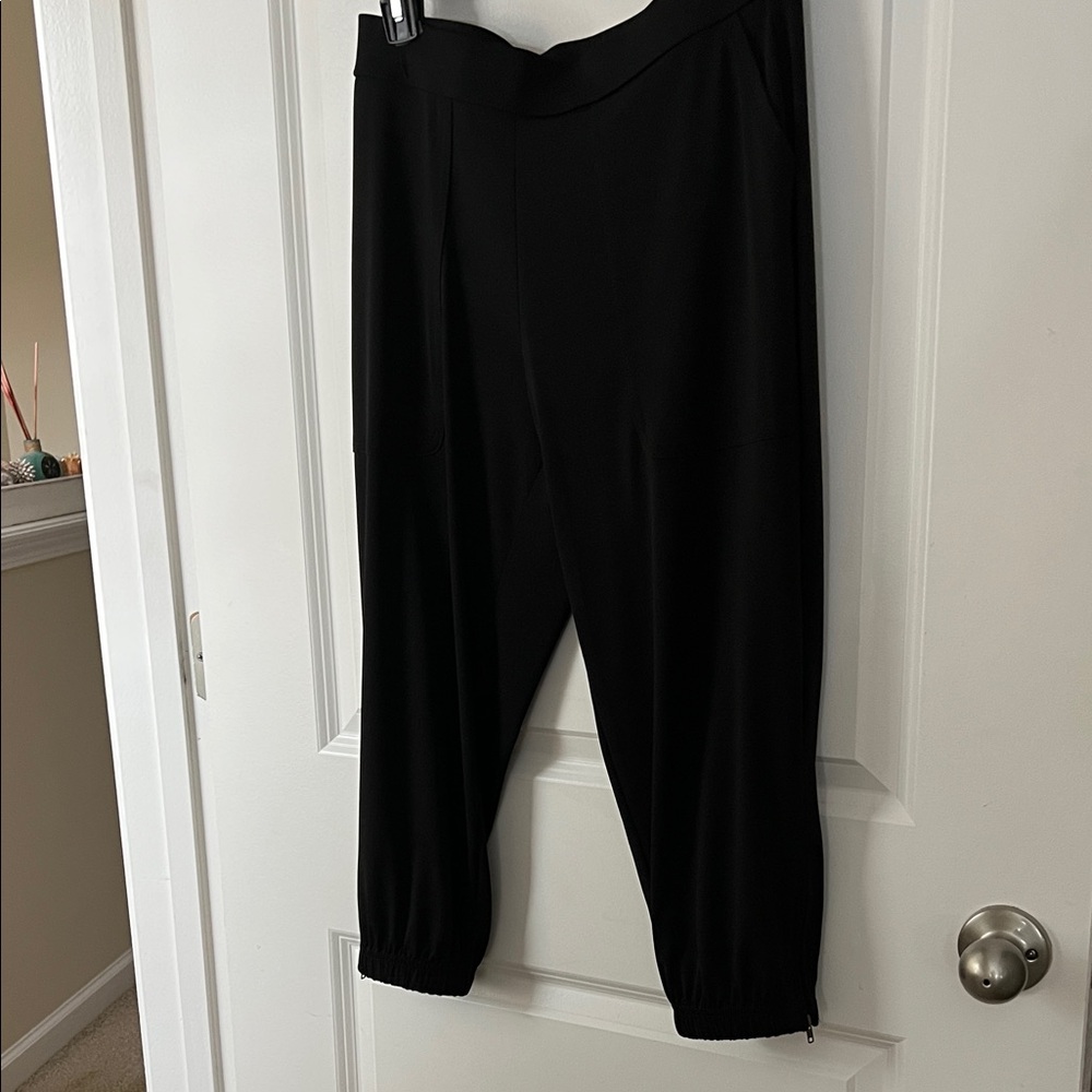 Lisa Rinna Collection Black Pants with side 1/4 zipper elastic ankle pants